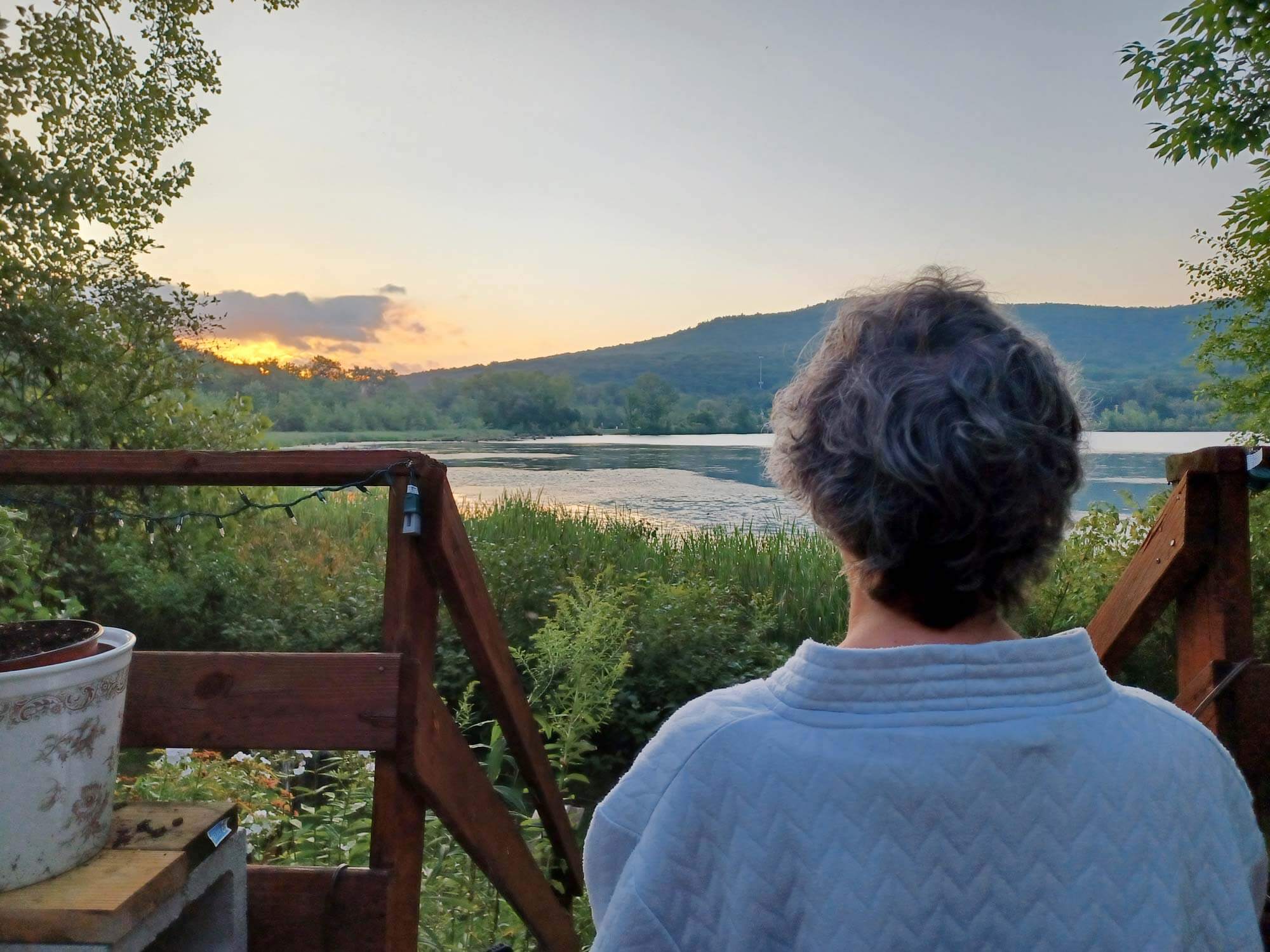 Wendy Jill Krom looking out over the Berkshires at sunrise